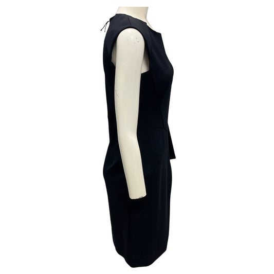 J. Mendel Navy Blue Viscose Stretch Peplum Cocktail Dress