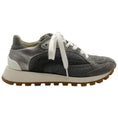 Load image into Gallery viewer, Brunello Cucinelli Grey Linen / Suede Sneakers with Monili
