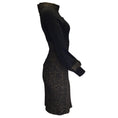 Load image into Gallery viewer, Chanel 2010 Paris Byzance Black / Gold Metallic Shimmer Detail Long Sleeved Fitted Wool Knit Dress
