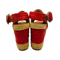 Load image into Gallery viewer, Robert Clergerie Natural / Red Multi Raffia Wedge Sandals

