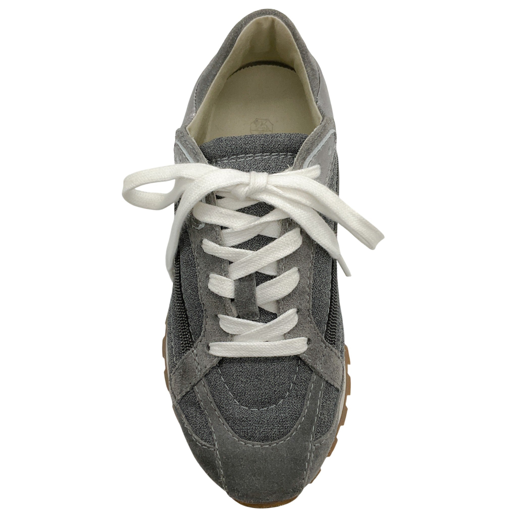Brunello Cucinelli Grey Linen / Suede Sneakers with Monili