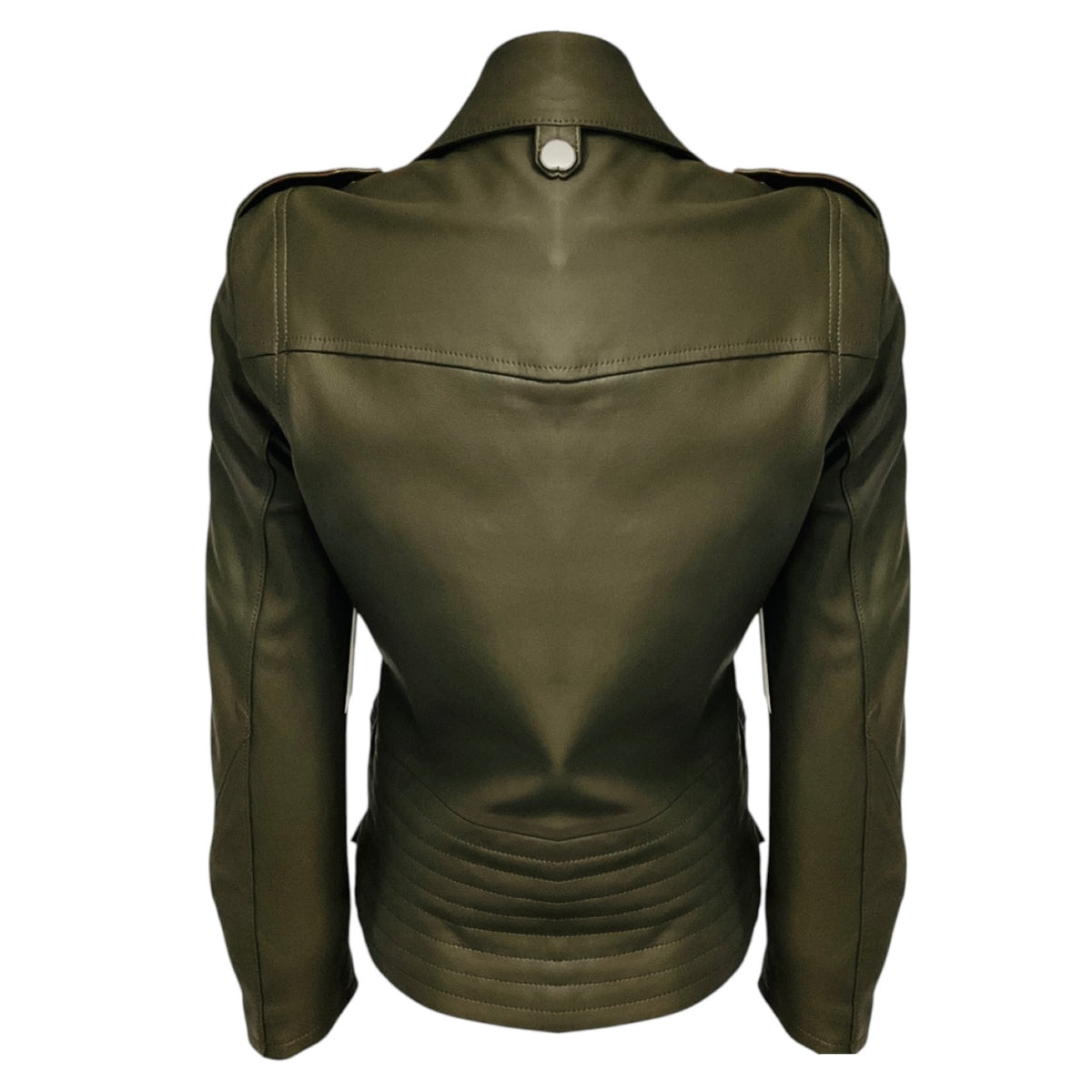 Frame Deep Moss Lamb Leather Moto Jacket