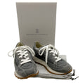 Load image into Gallery viewer, Brunello Cucinelli Grey Linen / Suede Sneakers with Monili
