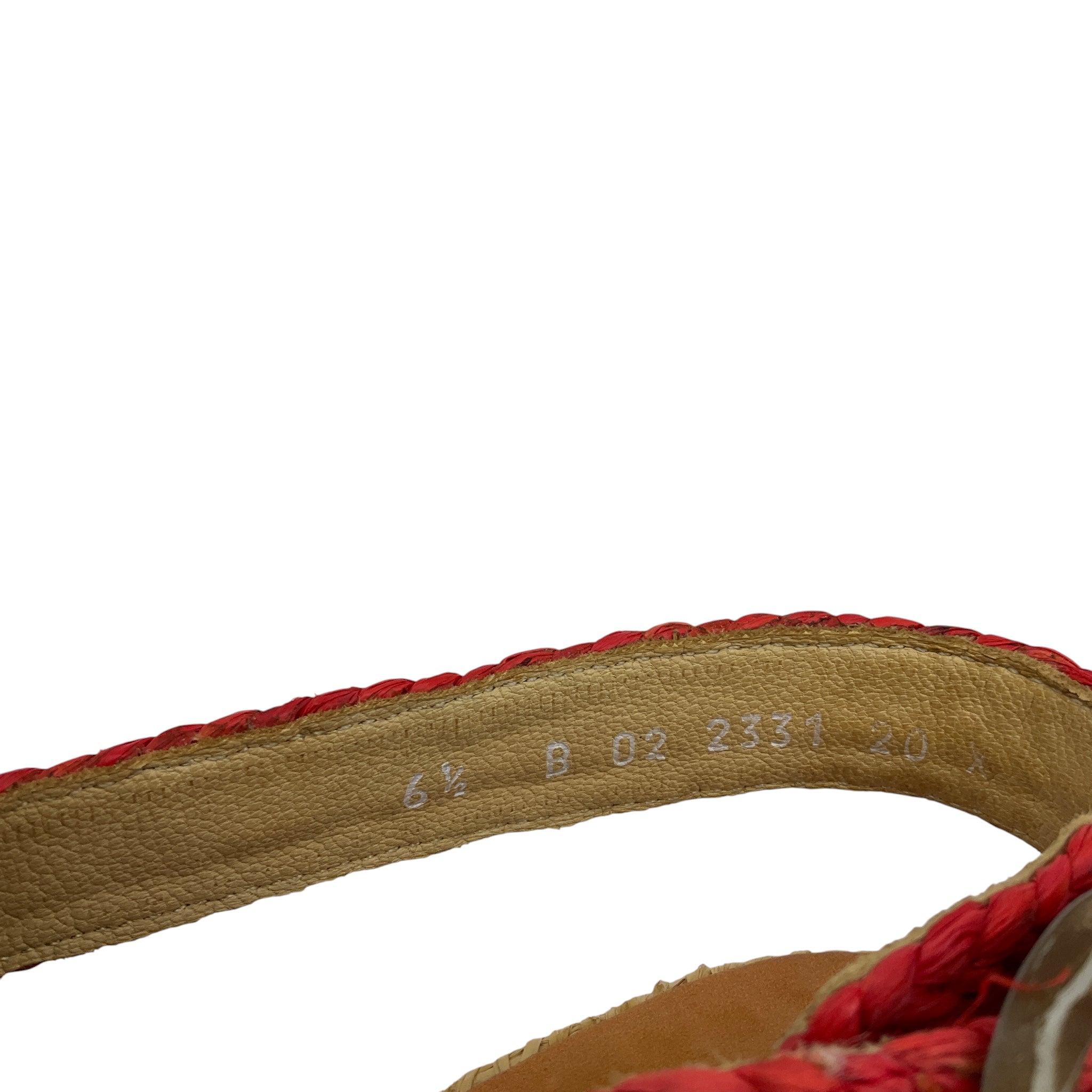 Robert Clergerie Natural / Red Multi Raffia Wedge Sandals
