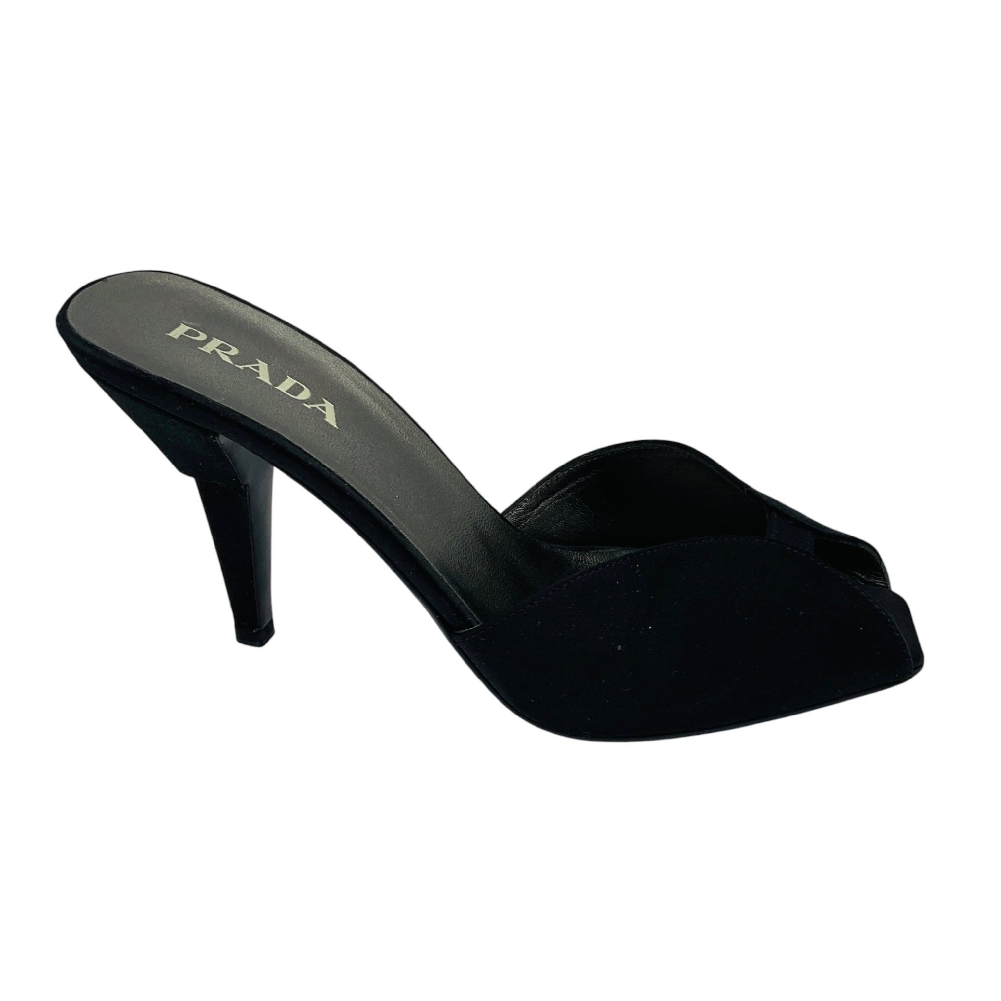 Prada Black Satin Slide Sandals