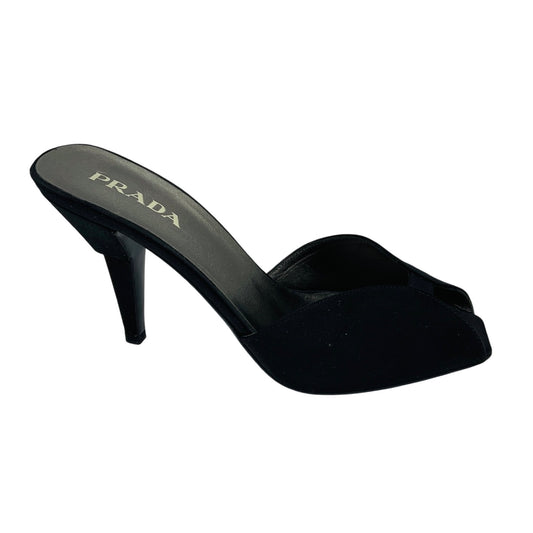 Prada Black Satin Slide Sandals