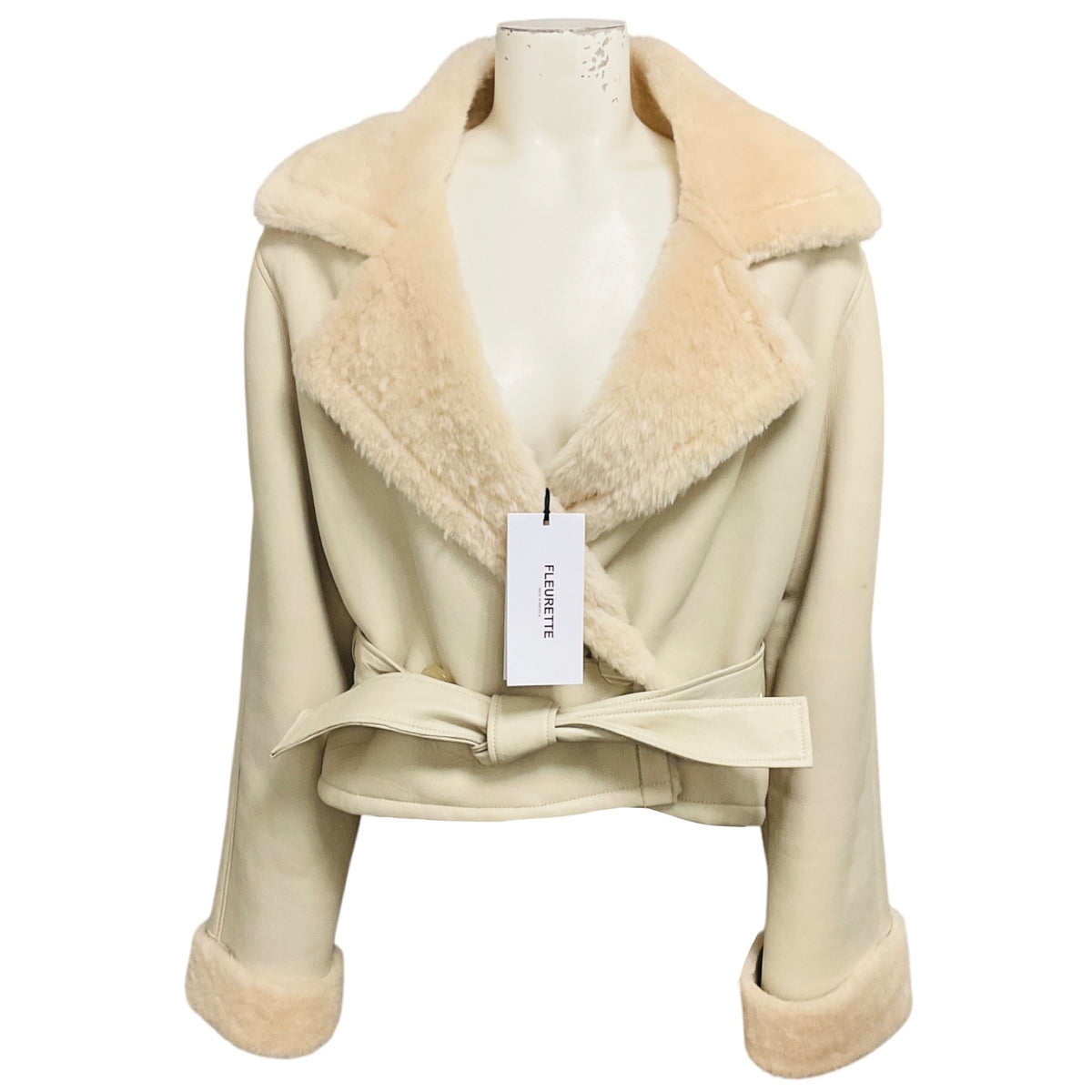 Fleurette Pearl Shearling Jacket with Belt