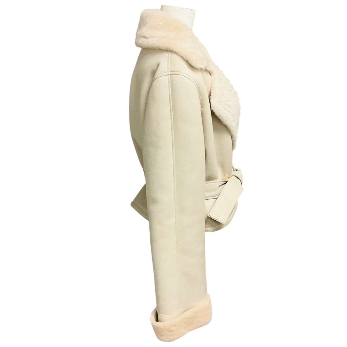 Fleurette Pearl Shearling Jacket with Belt