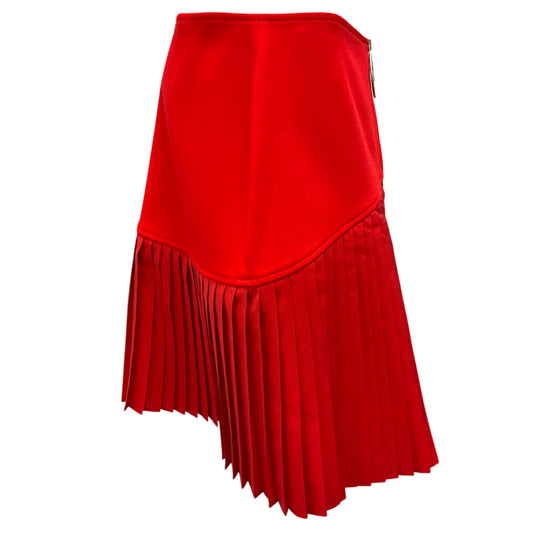 Givenchy Red Zip Up Pleated Skirt