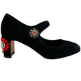 Load image into Gallery viewer, Dolce & Gabbana Black Suede Mary Jane Pumps with Crystal Embellishments
