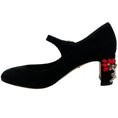 Load image into Gallery viewer, Dolce & Gabbana Black Suede Mary Jane Pumps with Crystal Embellishments
