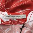 Load image into Gallery viewer, Mary Katranzou Red / White Ithaki Printed Belted Long Sleeved Two-Tone Poly Twill Maxi Dress
