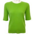 Load image into Gallery viewer, Allude Lime Green Cashmere Ribbed Short Sleeve Sweater

