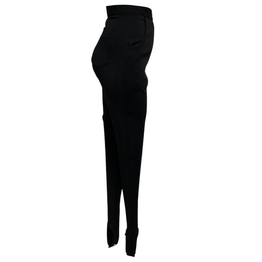 Altuzarra Black High Waisted Viscose and Nylon Stretch Tapered Equestrian Pants with Stirrups