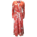 Load image into Gallery viewer, Mary Katranzou Red / White Ithaki Printed Belted Long Sleeved Two-Tone Poly Twill Maxi Dress

