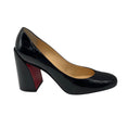 Load image into Gallery viewer, Christian Louboutin Black Round Toe Patent Leather Block Heel Pumps
