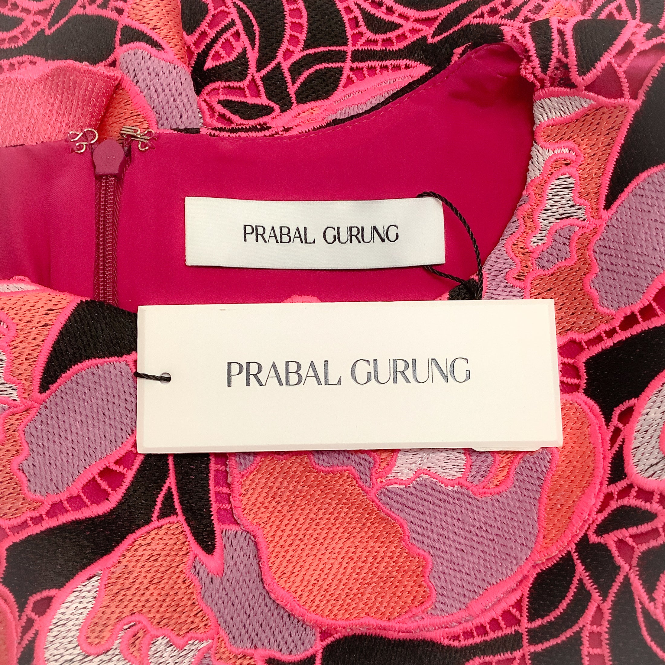 Prabal Gurung Punk / Red Floral Applique Dress