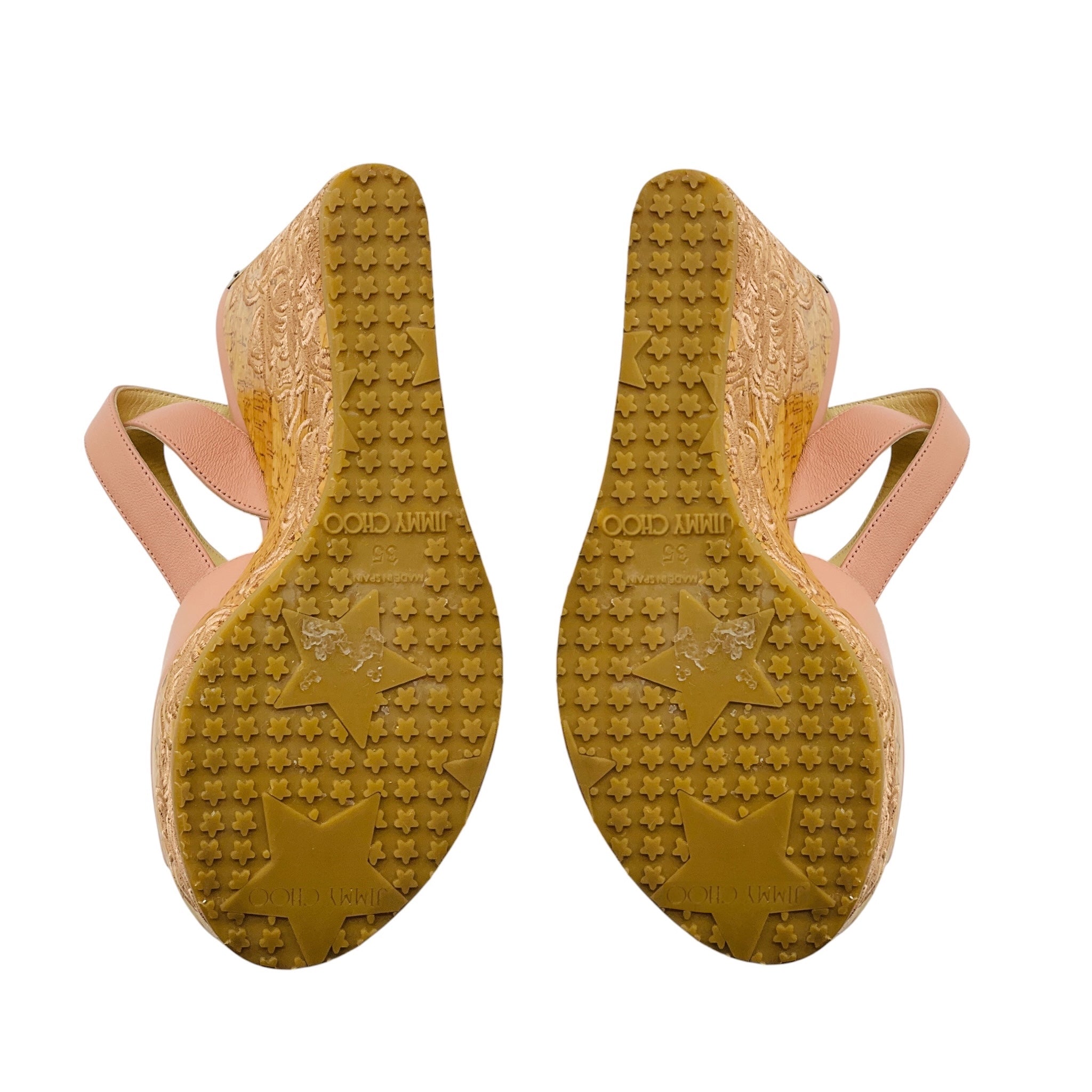 Jimmy Choo Blush Pink Leather Wedge Sandals