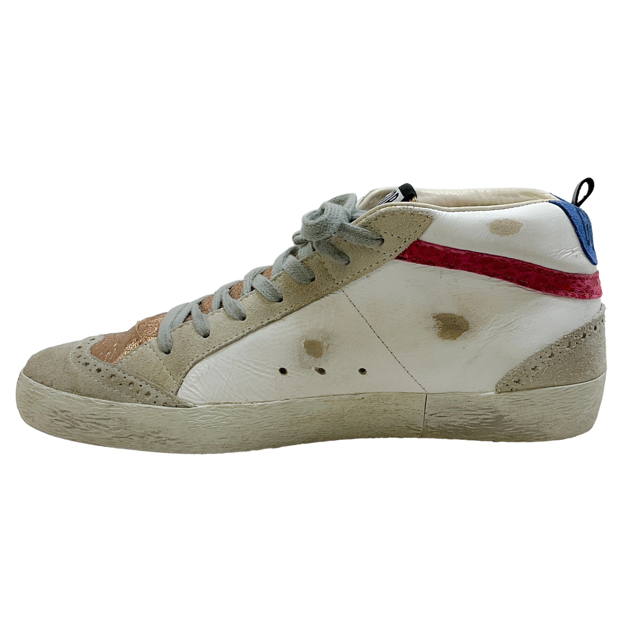 Golden Goose Deluxe Brand White / Rose Gold Metallic High Top Sneakers