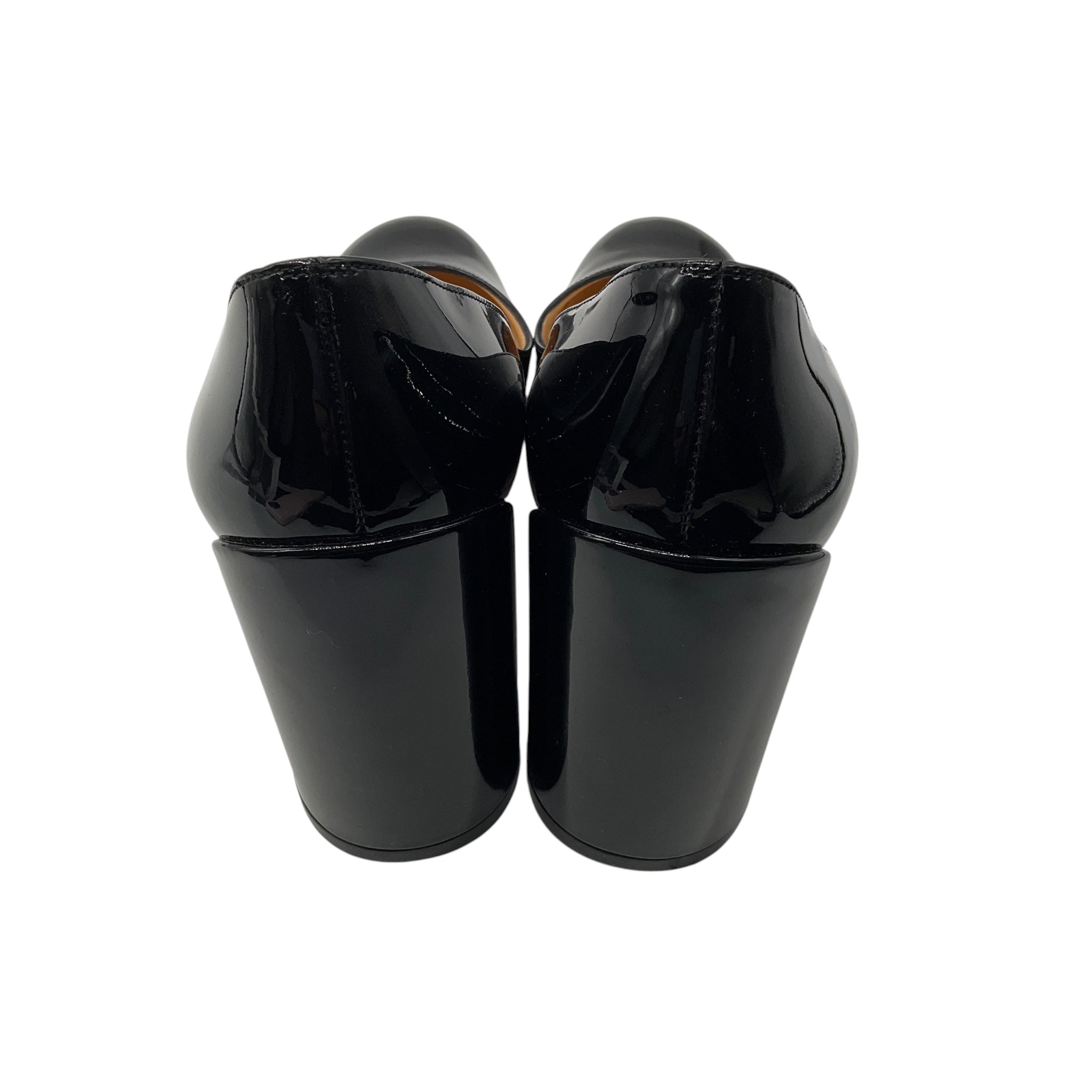 Christian Louboutin Black Round Toe Patent Leather Block Heel Pumps
