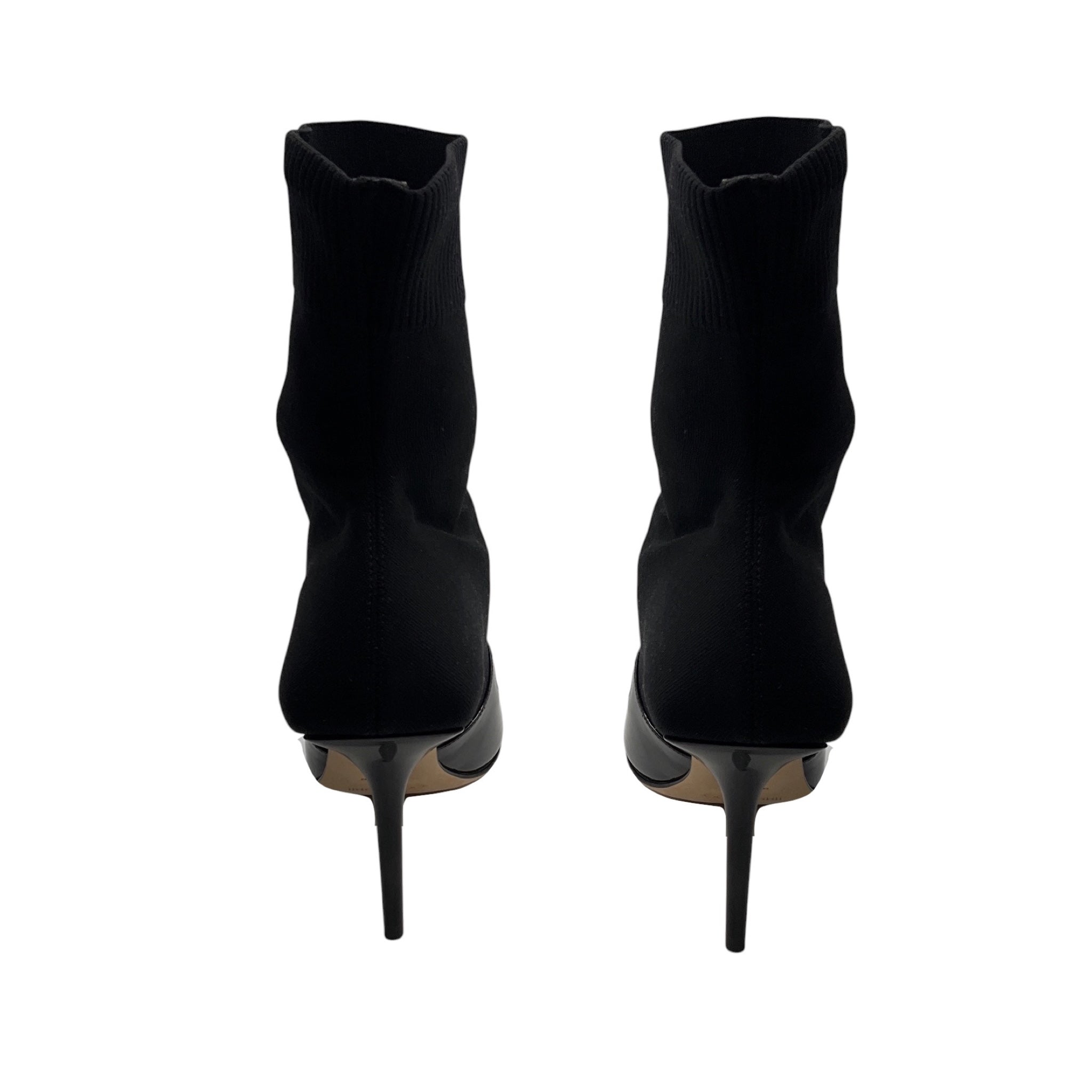 Jimmy Choo Black Carolyn Patent Leather and Knit Sock Boots / Booties
