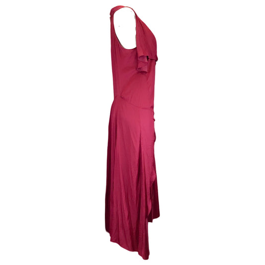 Barbara Bui Raspberry Draped Sleeveless Long Satin Dress