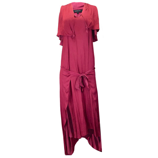 Barbara Bui Raspberry Draped Sleeveless Long Satin Dress