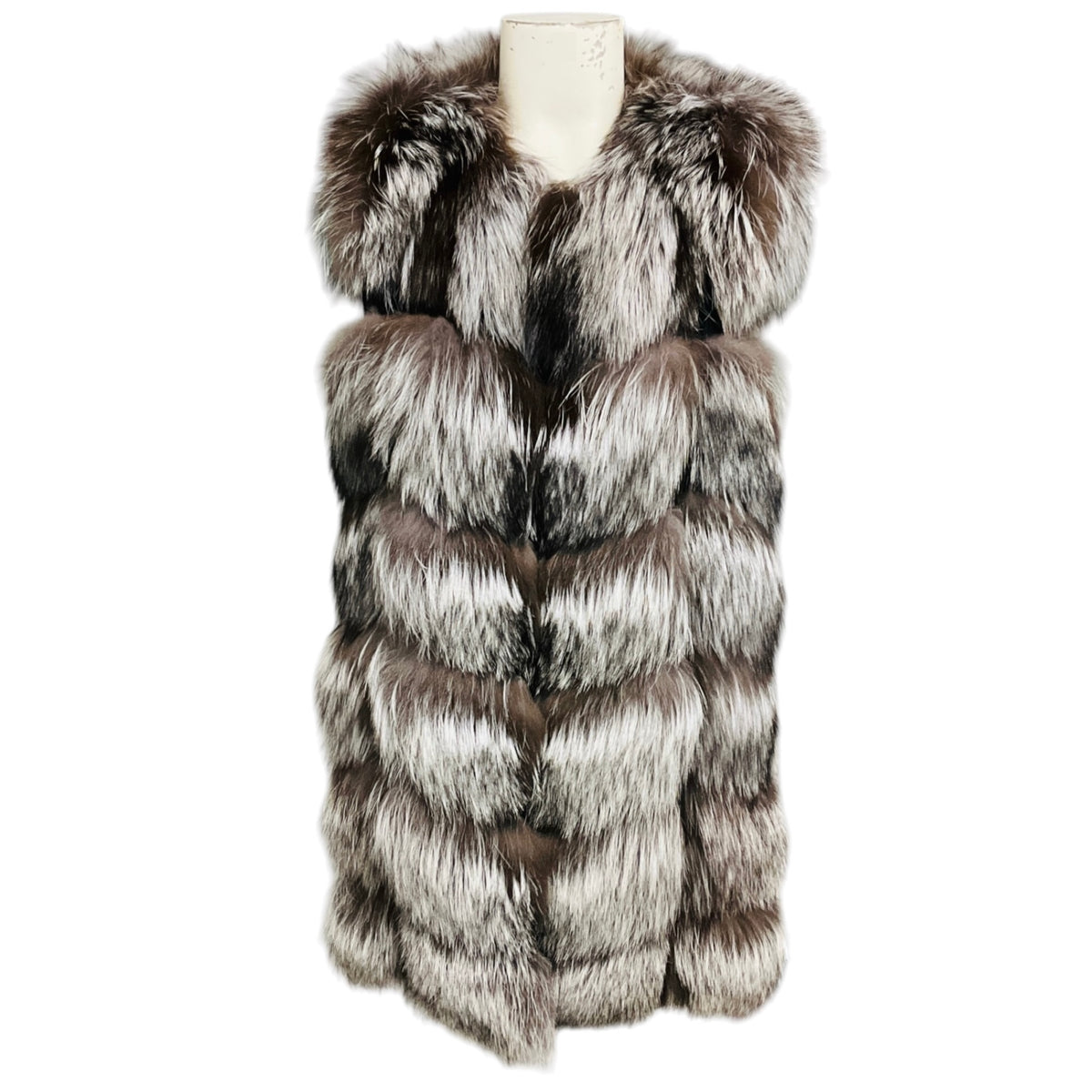 Yves Salomon Silver Fox Fur and Lamb Suede Vest