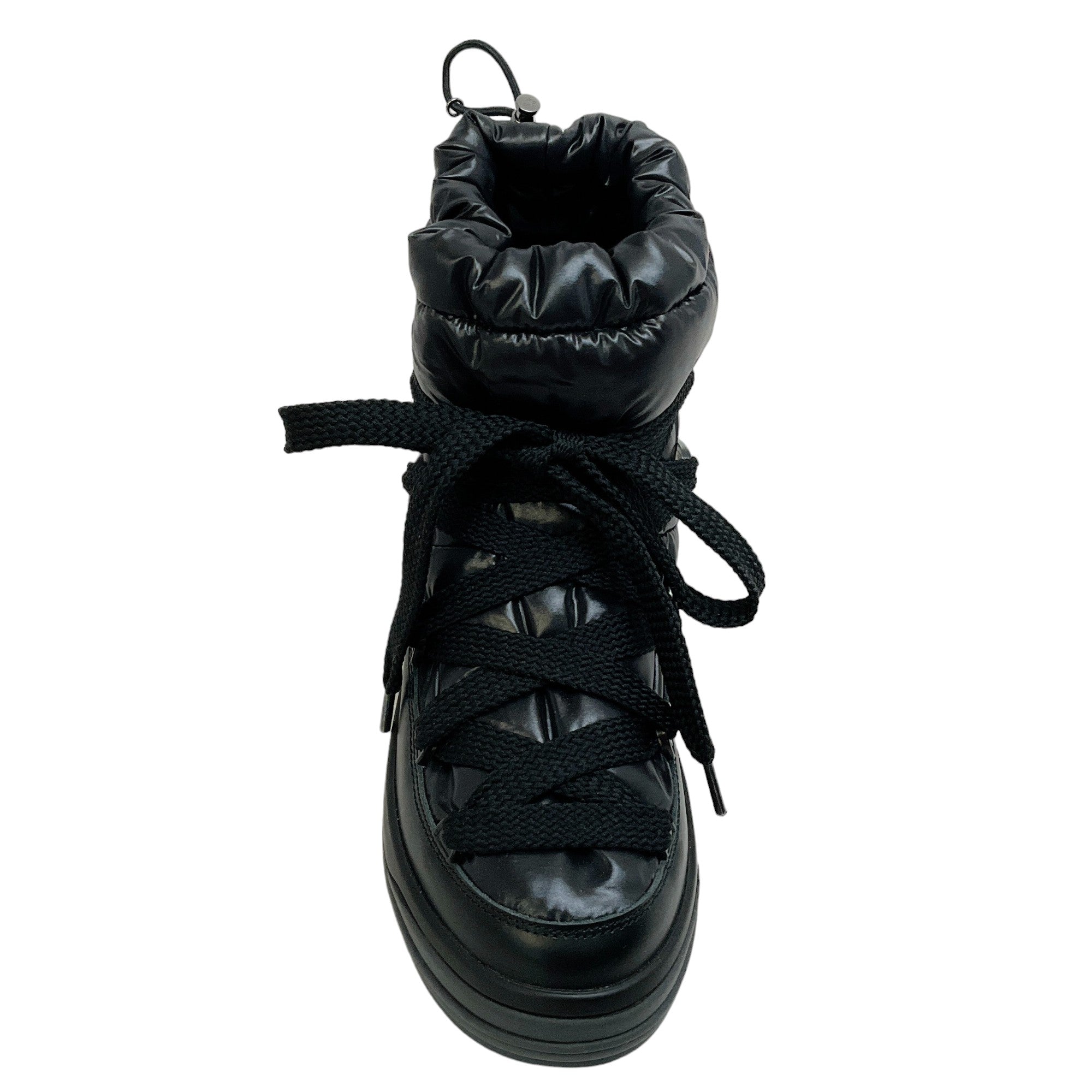 Moncler Black Lace Up Puffer Booties