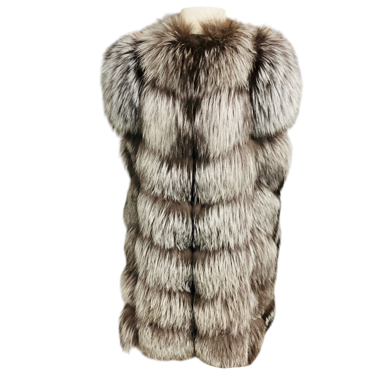 Yves Salomon Silver Fox Fur and Lamb Suede Vest