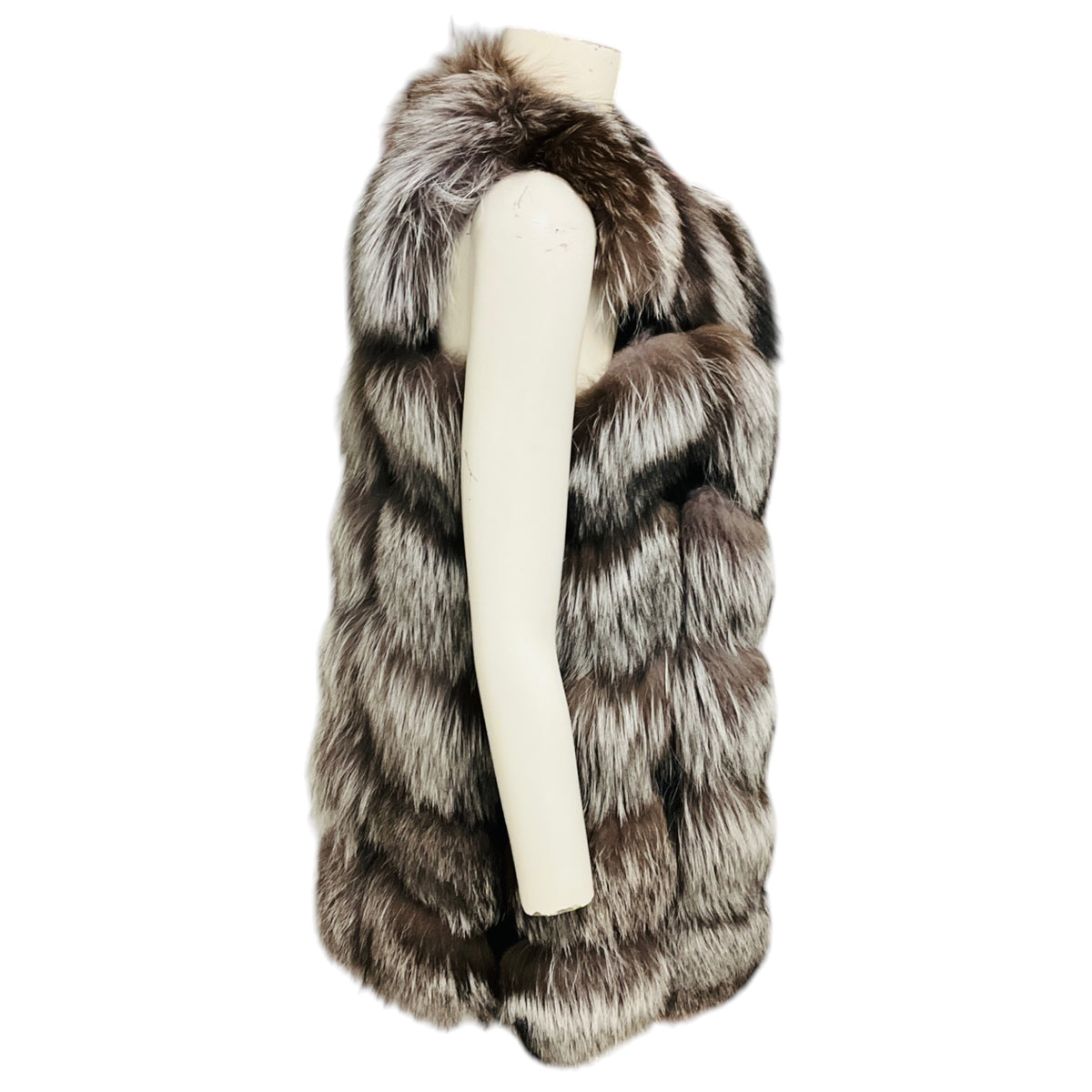 Yves Salomon Silver Fox Fur and Lamb Suede Vest