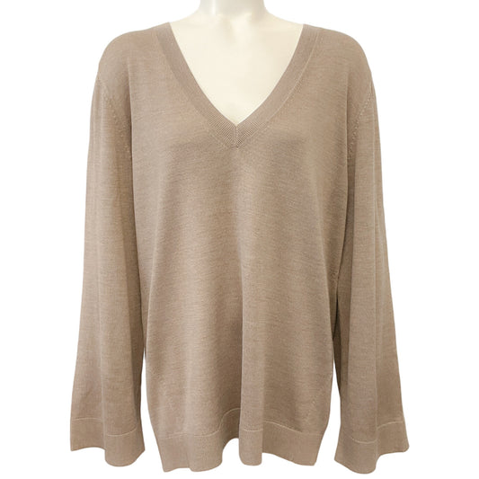 Toteme Taupe Mink Silk / Cashmere V Neck Sweater
