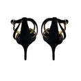 Load image into Gallery viewer, Alexandre Birman Black / Gold Leather Trim Velvet Retro Sandals with Ankle Strap
