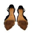 Load image into Gallery viewer, Alexandre Birman Black / Gold Leather Trim Velvet Retro Sandals with Ankle Strap

