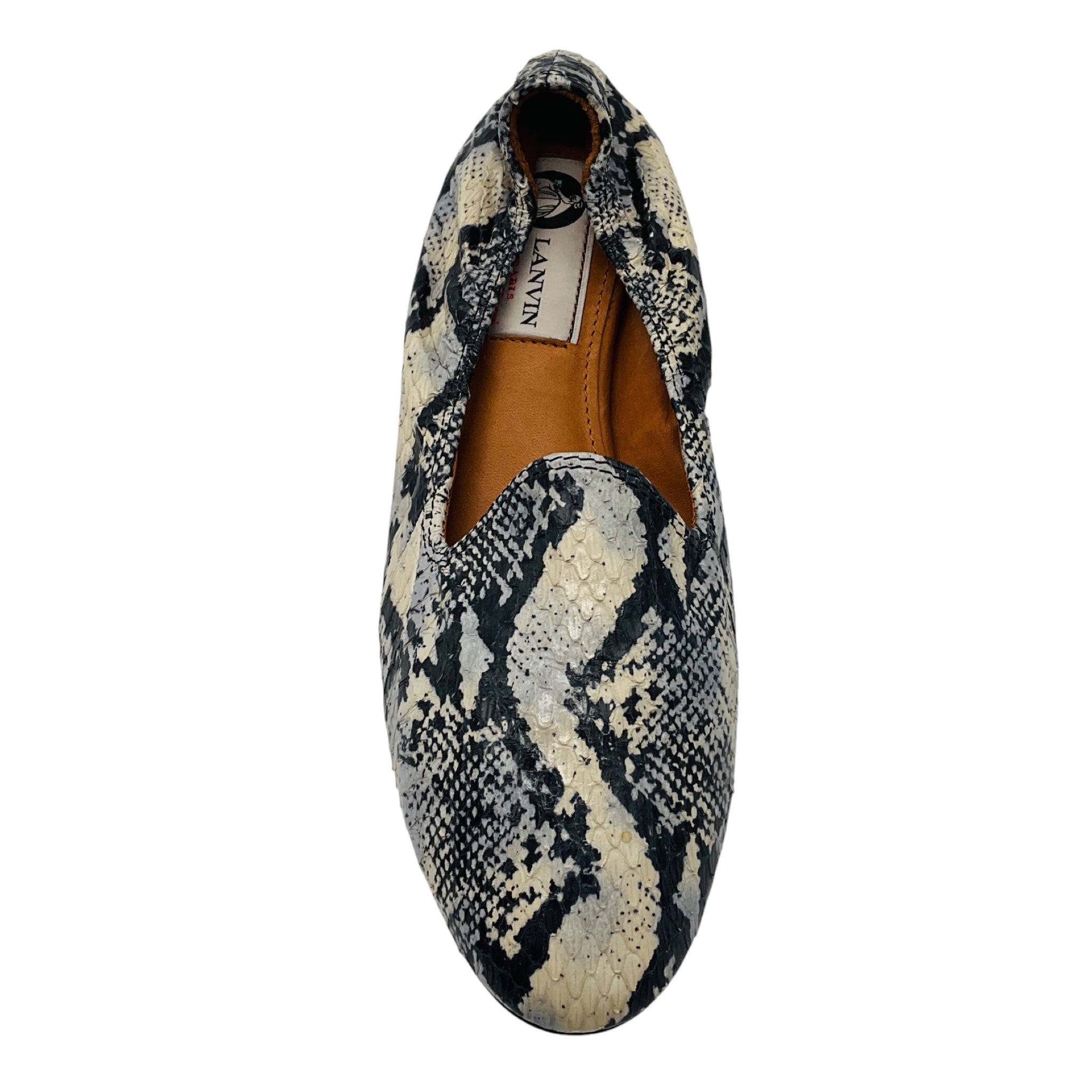 Lanvin Ivory / Black Snakeskin Flats