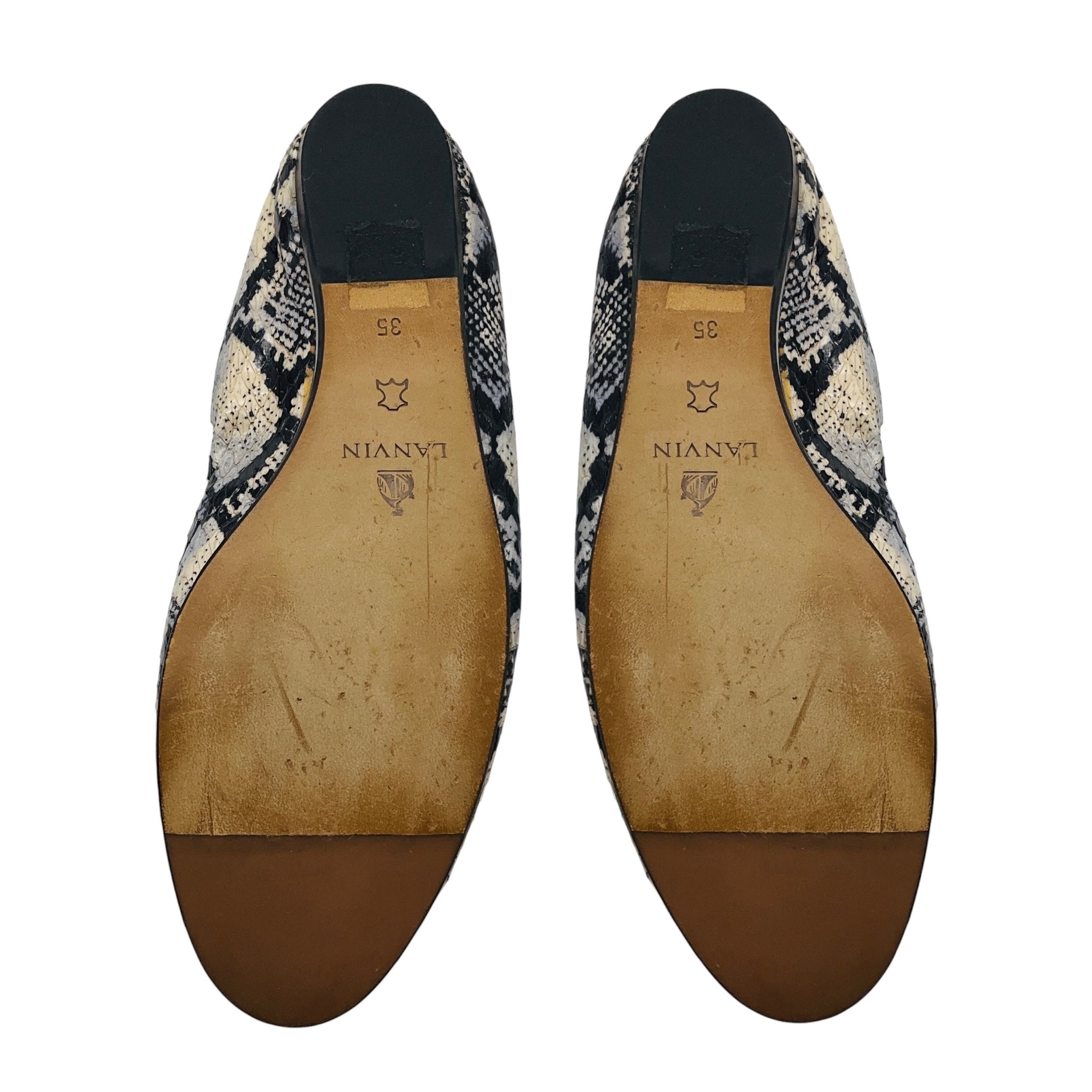 Lanvin Ivory / Black Snakeskin Flats