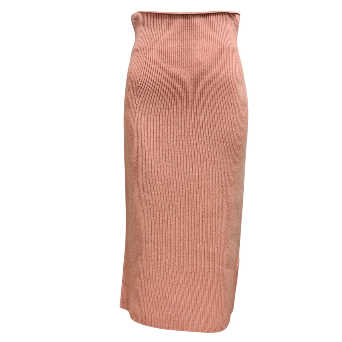 Stella McCartney Blush Pink Ribbed Knit Wool Midi Skirt