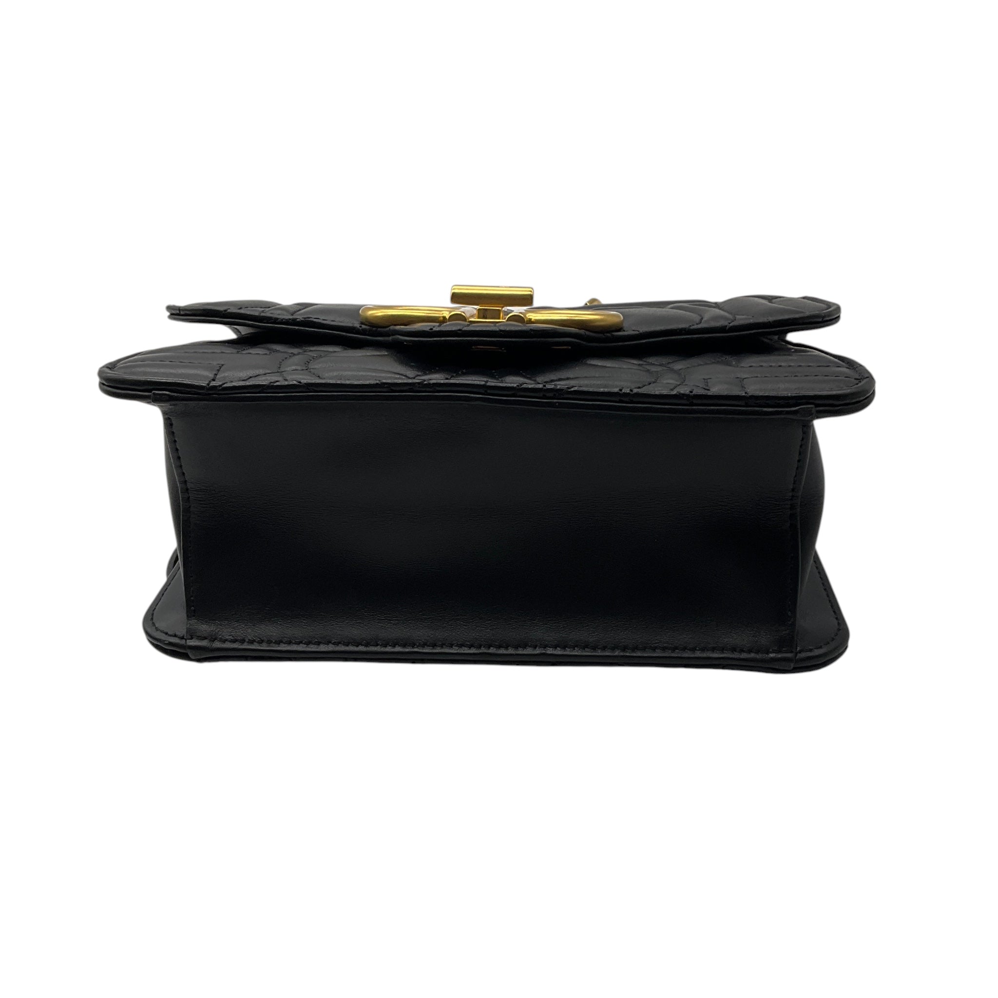 Salvatore Ferragamo Black Gancini Quilted Leather Crossbody Bag with Gold Hardware
