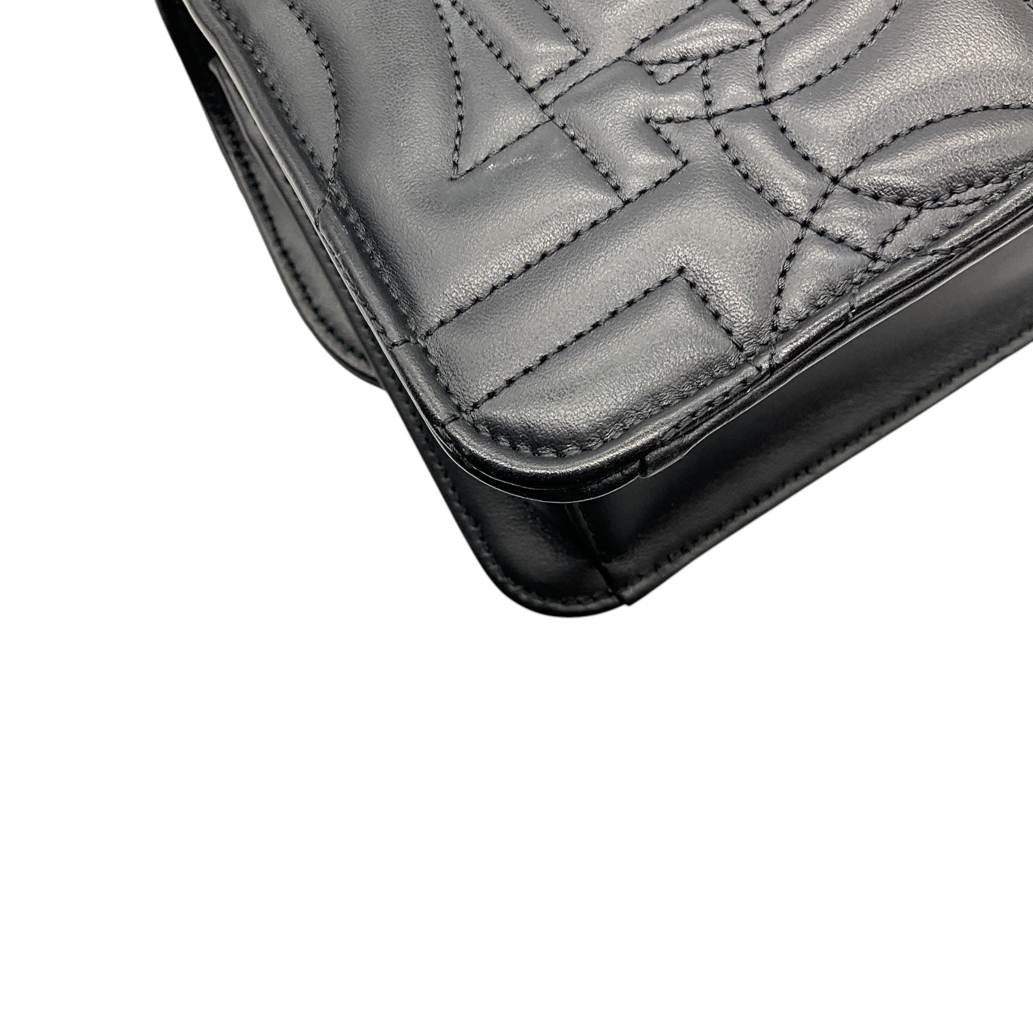 Salvatore Ferragamo Black Gancini Quilted Leather Crossbody Bag with Gold Hardware