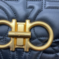 Load image into Gallery viewer, Salvatore Ferragamo Black Gancini Quilted Leather Crossbody Bag with Gold Hardware
