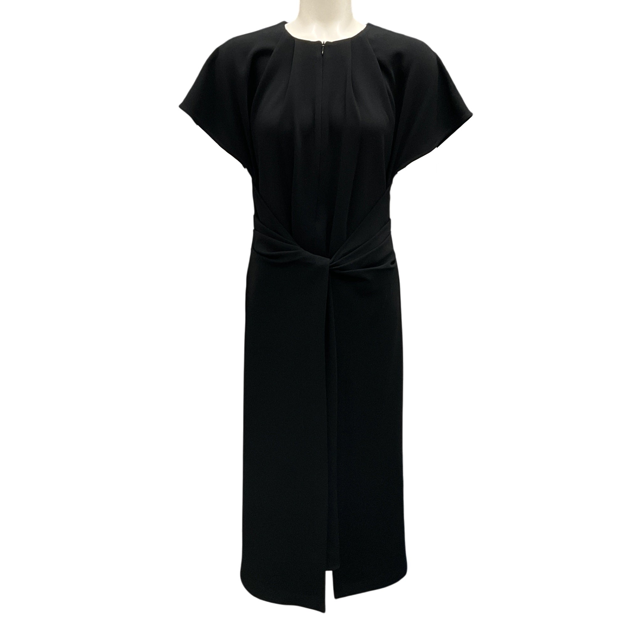 Proenza Schouler Black Short Sleeved Crepe Midi Dress