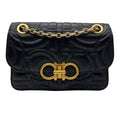 Load image into Gallery viewer, Salvatore Ferragamo Black Gancini Quilted Leather Crossbody Bag with Gold Hardware
