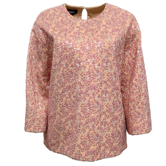 Rochas Pink Shimmer Floral 3/4 Sleeve Top