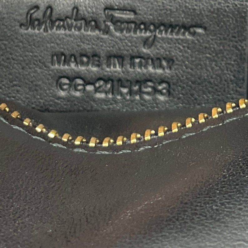 Salvatore Ferragamo Black Gancini Quilted Leather Crossbody Bag with Gold Hardware