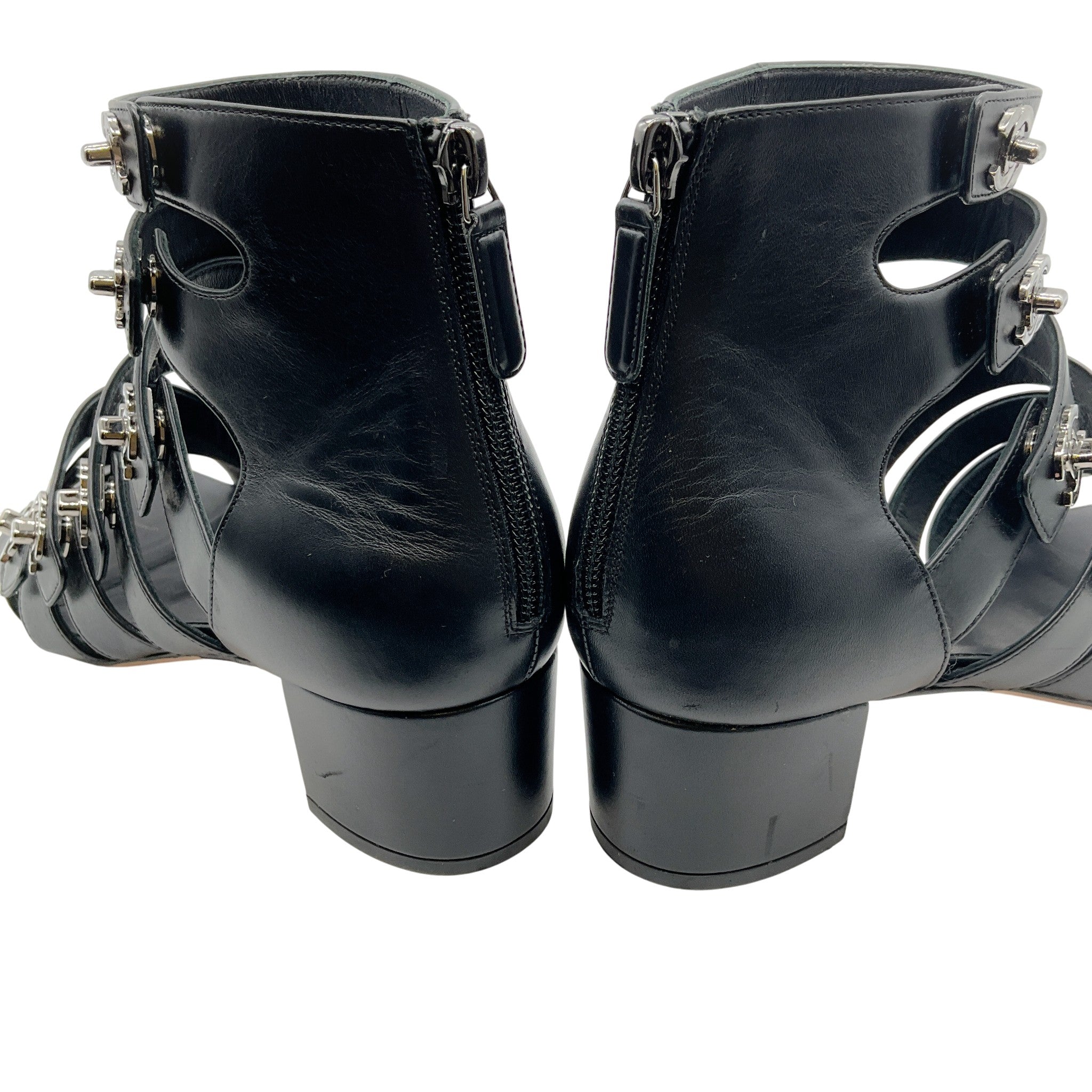 Chanel Black Leather Turnlock Gladiator Sandals