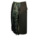 Load image into Gallery viewer, Sacai Charcoal Grey / Green Multi Suiting x Paisley Print Pleated Mixed Media Midi Skirt
