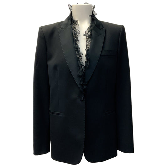 Valentino Black Blazer with Lace Trim and Lace Back Panel
