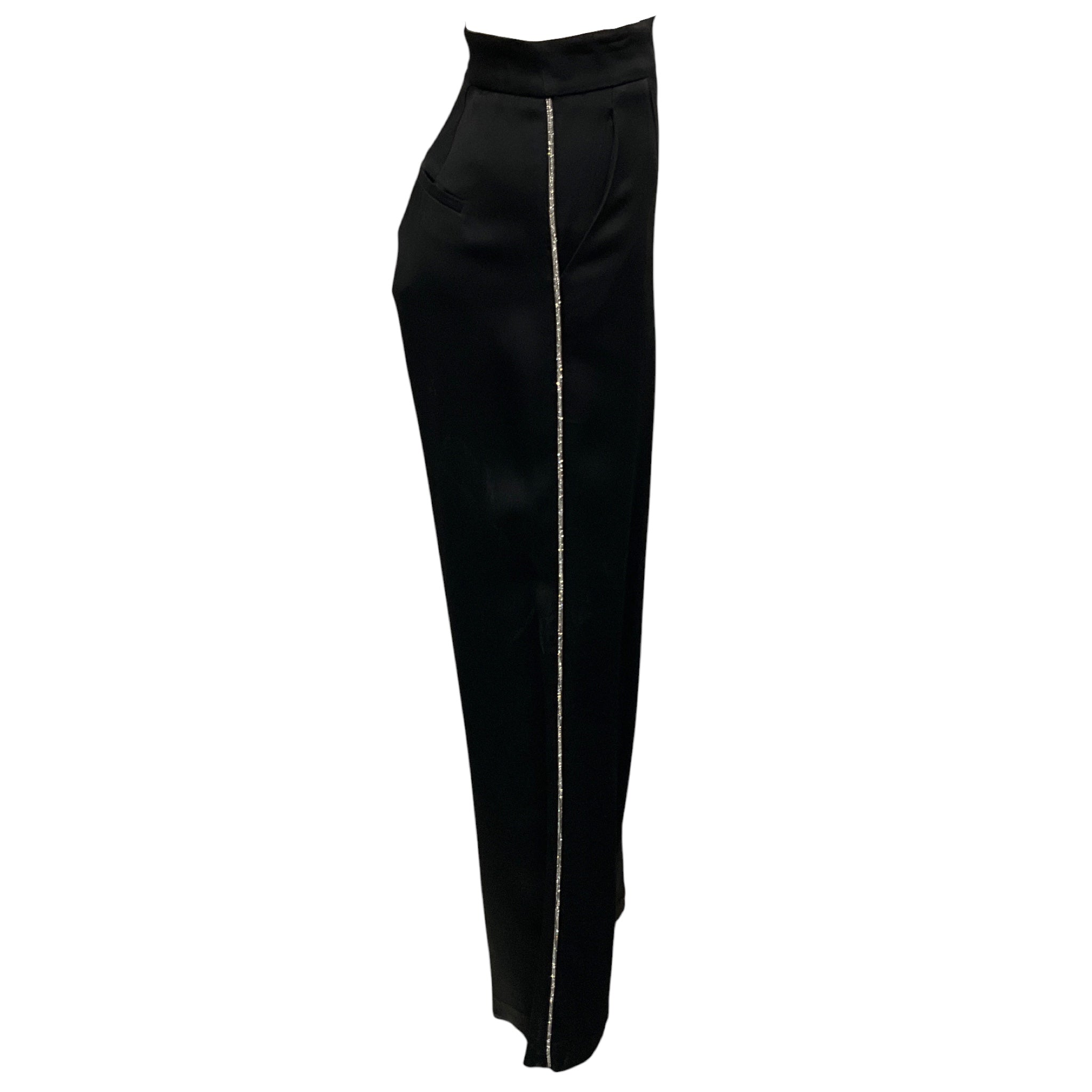 Veronica Beard Black Millicent Satin Tuxedo Pant