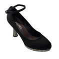 Load image into Gallery viewer, Chanel RARE Black / Silver Disco Mirror Satin Heels with Ankle Strap
