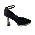 Load image into Gallery viewer, Chanel RARE Black / Silver Disco Mirror Satin Heels with Ankle Strap
